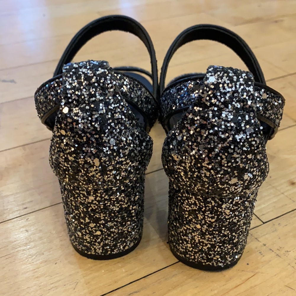 Sandro Glitter Leather Low Block Heel Sz 39 - Picture 10 of 16